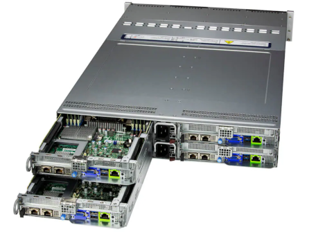 Supermicro SYS-621BT-HNC8R BigTwin multi-node server with hot-swappable compute nodes and high-density 2U rackmount architecture.
